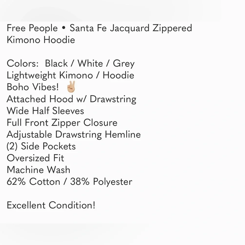 Free People Santa Fe Jacquard Zippered Kimono Hoodie Size Small - Picture 12 of 12